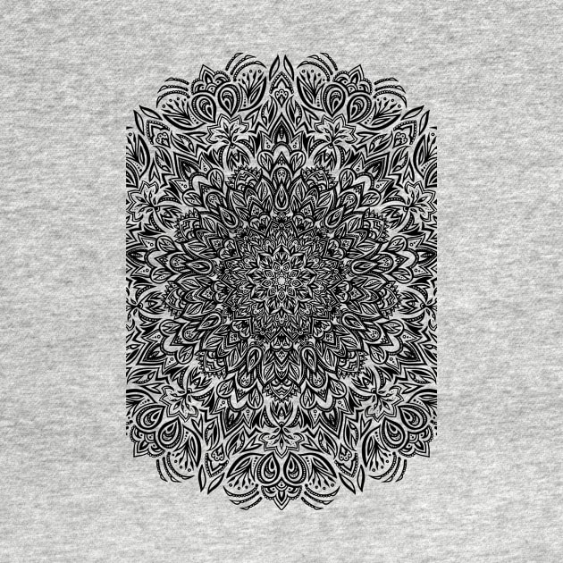 Deep Black and White Mandala by polliadesign